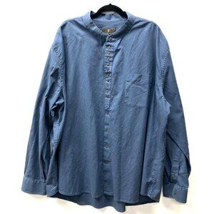 Celtic Ranchwear Size 4XL Irish Grandfather Blue Cotton Linen Blend Shirt
